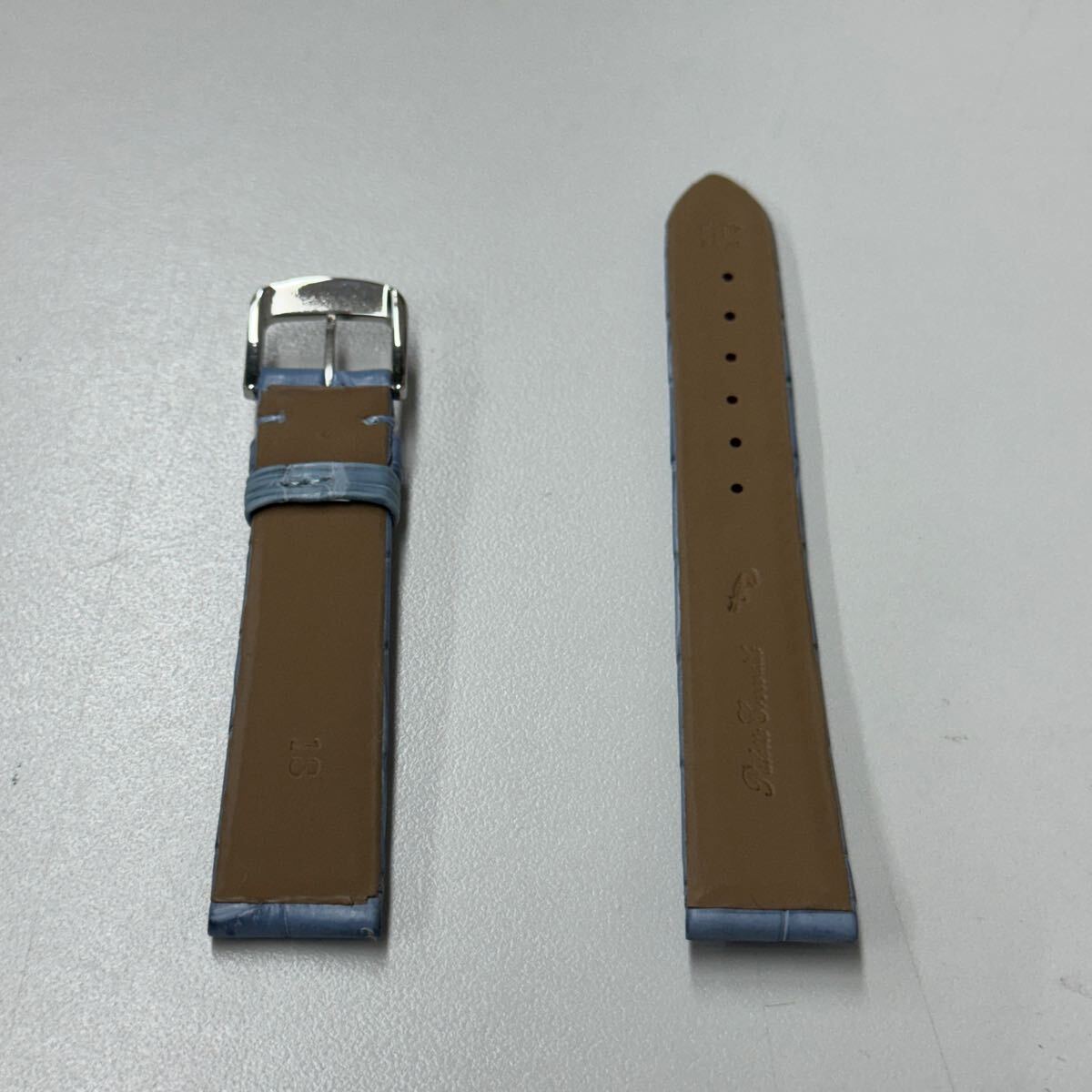 時計(jì)ベルト レザーベルト BAMBI バンビ 18mm BW0005S-P ワニ革 クロコダイル ラバータイプ 替ベルト 交換ベルト ブルー