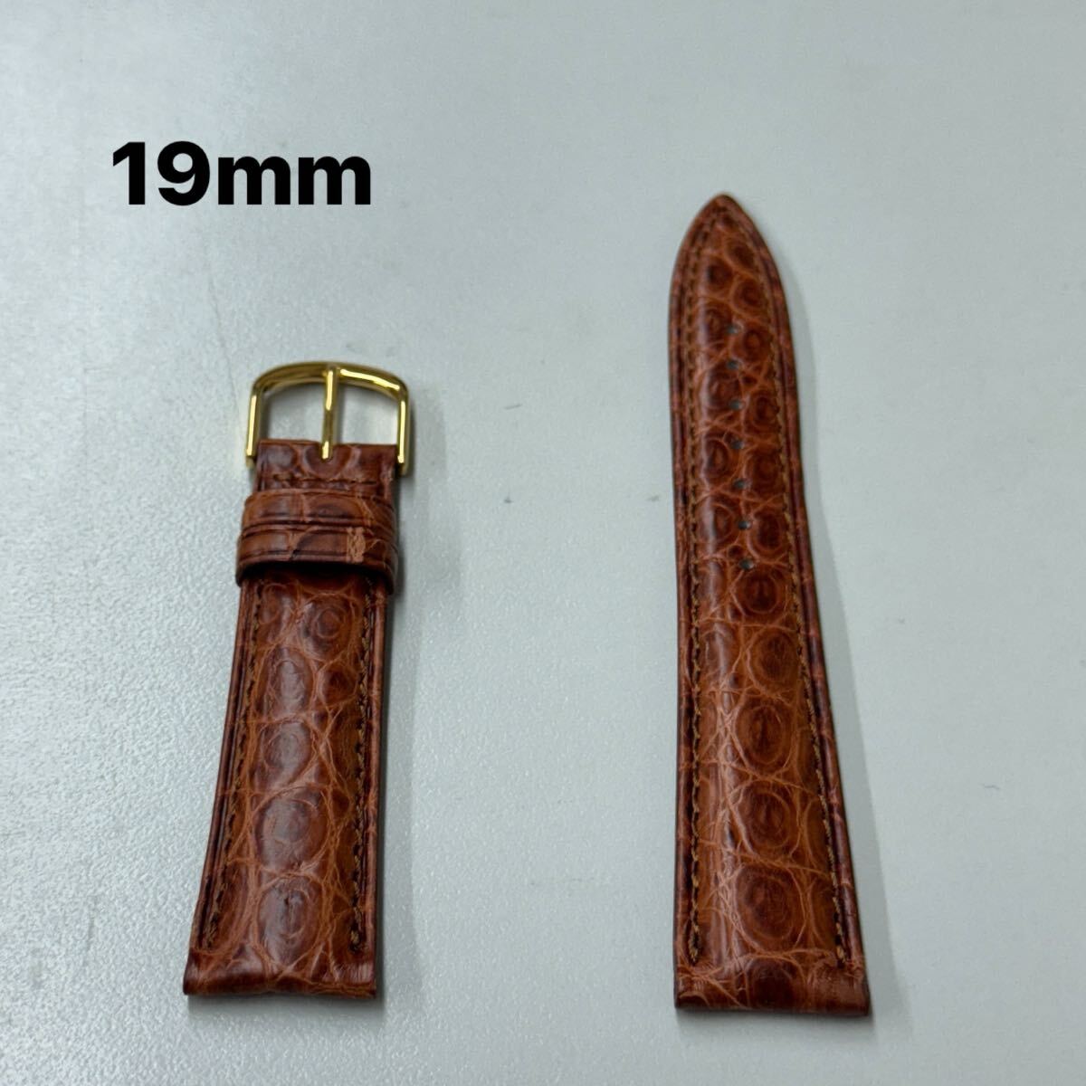 時計ベルト レザーベルト BAMBI バンビ 19mm BWA021CR ワニ革 クロコダイル ラバータイプ 替ベルト 交換ベルト ブラウン