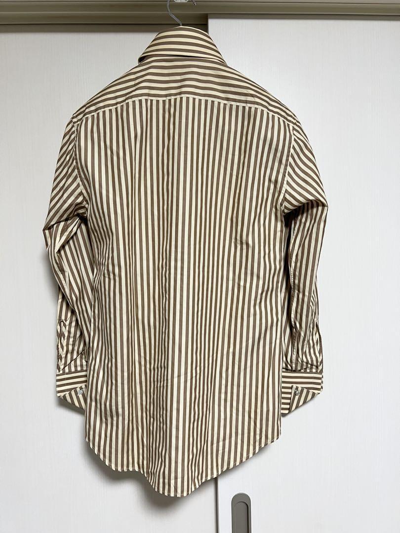 即決★新品未使用 日本制 Paul Smith★M ストライプシャツ ポールスミス ベージュ コットン ドレス