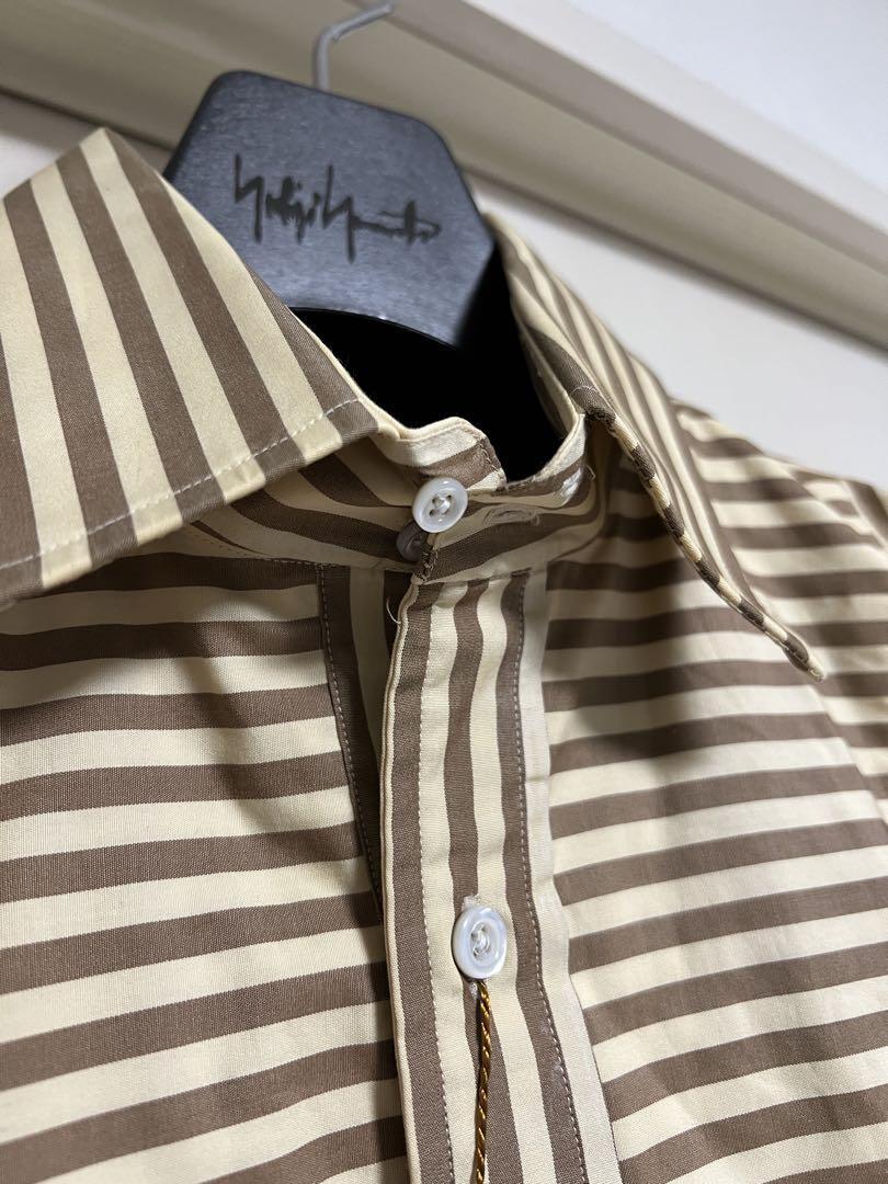 即決★新品未使用 日本制 Paul Smith★M ストライプシャツ ポールスミス ベージュ コットン ドレス