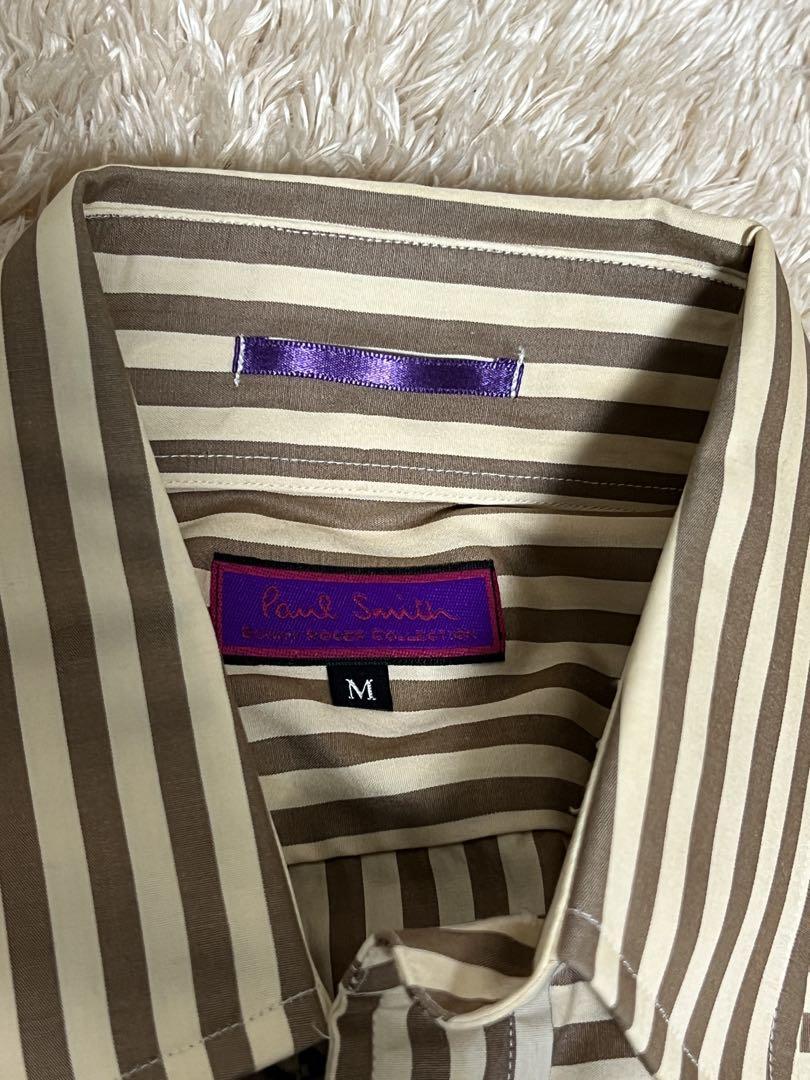 即決★新品未使用 日本制 Paul Smith★M ストライプシャツ ポールスミス ベージュ コットン ドレス