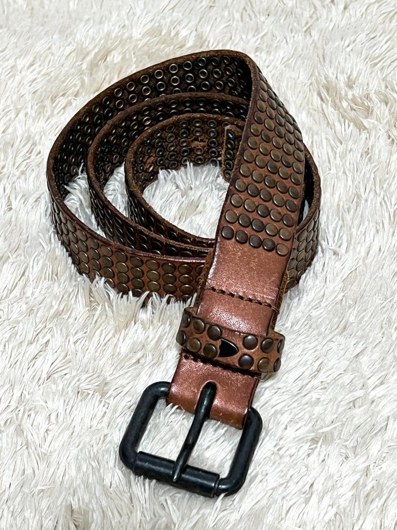 HTC エイチティーシー レザーベルト 85 茶 即決☆良品 イタリア製 HTC HOLLYWOOD TRADING COMPANY☆レザー