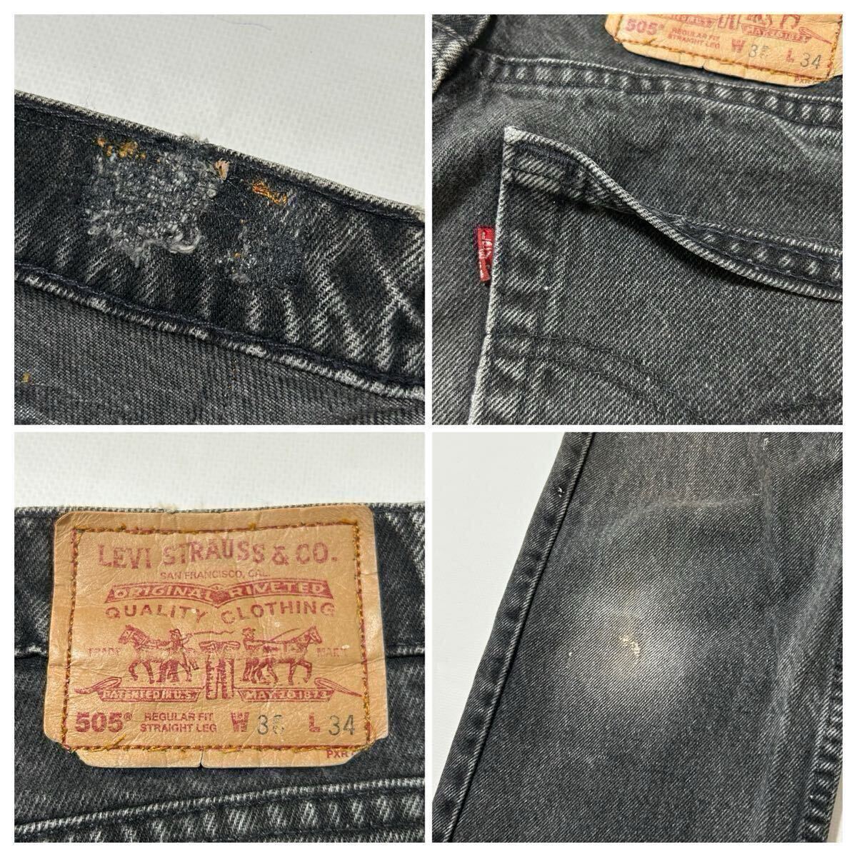 90s USA製 LEVI'S 505 ブラックデニム サルファブラック 後染め 90s USA製 LEVI'S 505 ブラックデニム サルファブラック 後染め