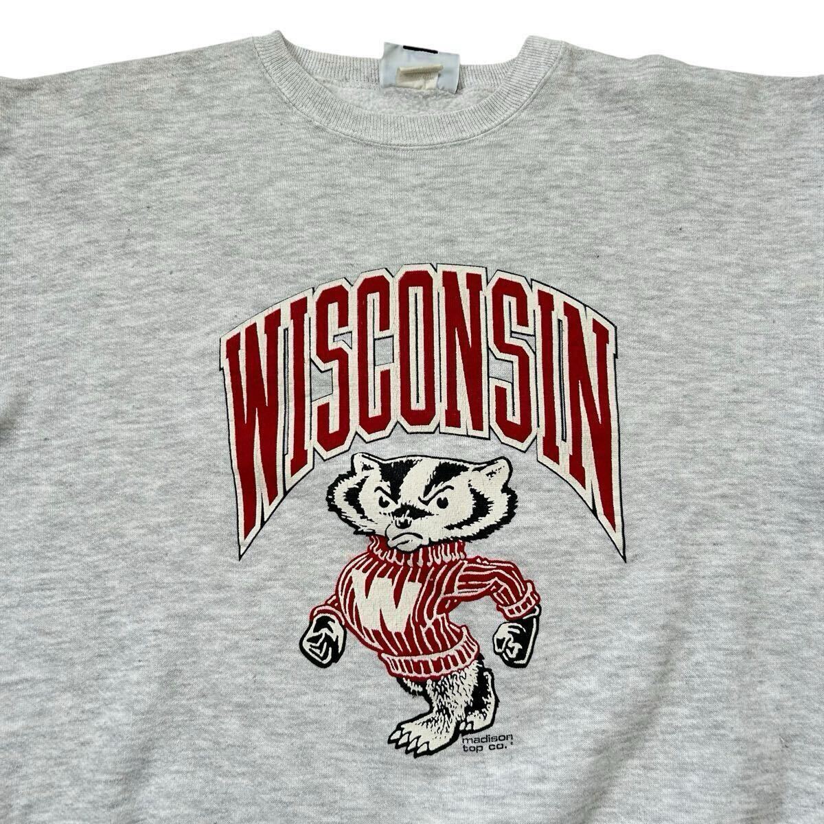 珍品 90s Lee WISCONSIN バイク 両面プリント スウェット USA製 珍品 90s Lee WISCONSIN バイク 両面プリント スウェット USA製