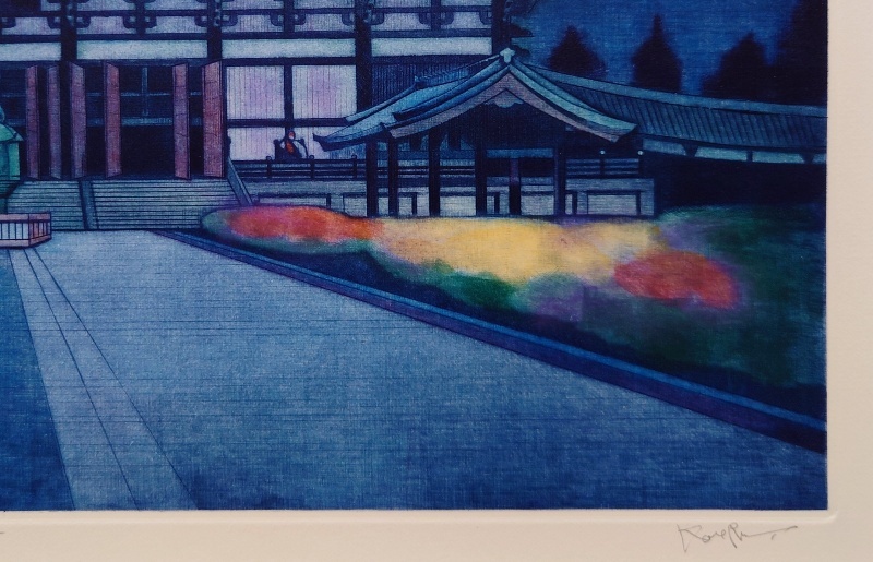真作保証 斎藤カオル「東大寺大仏殿」銅版画・手彩色 4号 直筆 真作保証 斎藤カオル「東大寺大仏殿」銅版画・手彩色 4号 直筆