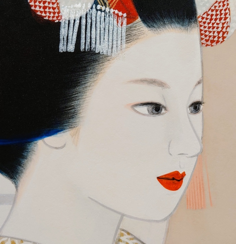 真作保証 倉田冨美「舞妓」日本画 6号 共シール 百貨店取扱作 日 真作保証 倉田冨美「舞妓」日本画 6号 共シール 百貨店取扱作 日