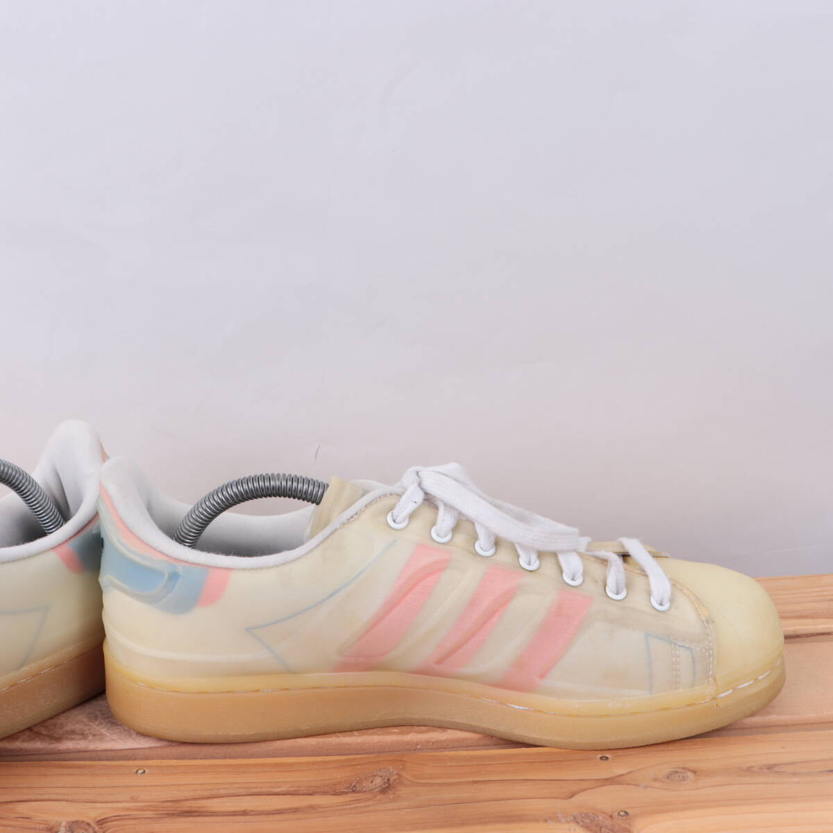 z8911 アディダス スーパースター US9 27.0cm/ライトベージュ オレンジ ブルー adidas SUPERSTAR メンズ スニーカー 中古