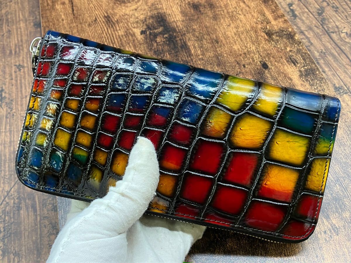 1円 極上 シャム 宝石革 パティーヌ 実物撮影 クロコダイル 長 1円 極上 シャム 宝石革 パティーヌ 実物撮影 クロコダイル 長