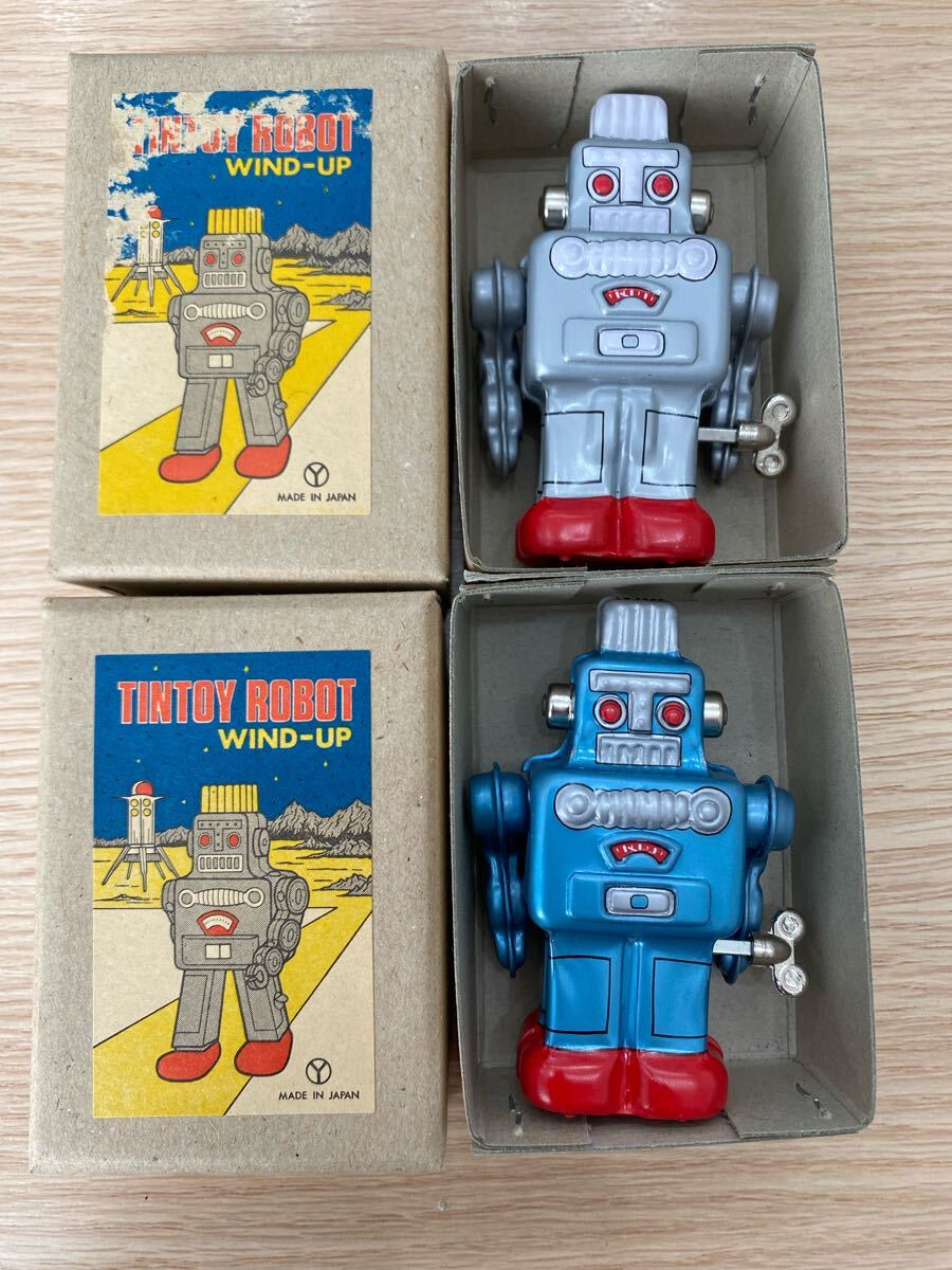 美品】TINTOY ROBOT ブリキのおもちゃ 日本製 BLUE1体 SILVER1 美品】TINTOY ROBOT ブリキのおもちゃ 日本製 BLUE1体 SILVER1