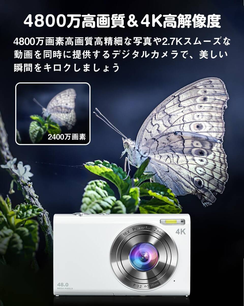 4K デジタルカメラ 4800万画素 デジカメ オートフォーカス 3cm 4K デジタルカメラ 4800万画素 デジカメ オートフォーカス 3cm