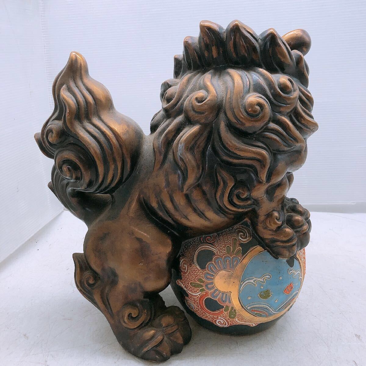 九谷焼 唐獅子 玉乗り獅子 狛犬 シーサー 八幡窯 須栄義 置物 九谷焼 唐獅子 玉乗り獅子 狛犬 シーサー 八幡窯 須栄義 置物