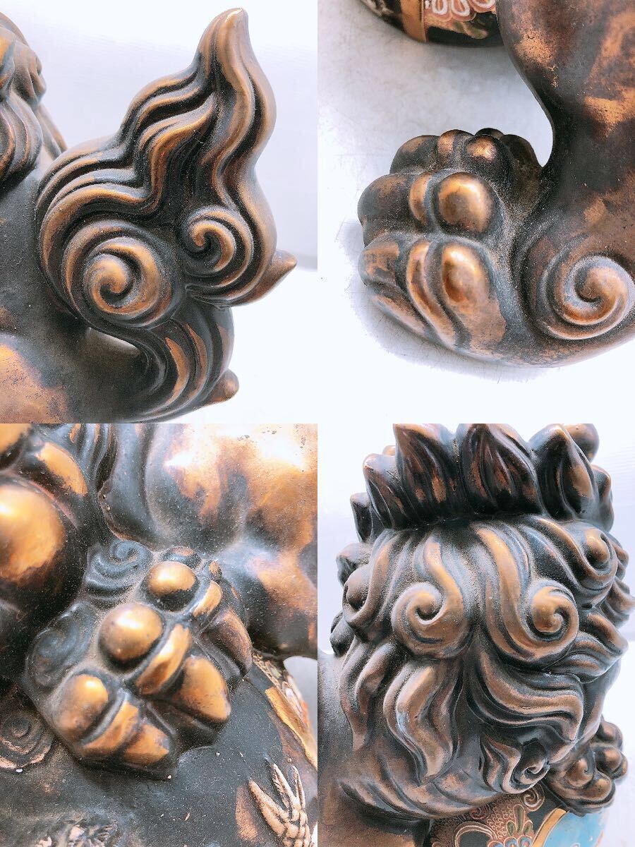九谷焼 唐獅子 玉乗り獅子 狛犬 シーサー 八幡窯 須栄義 置物 九谷焼 唐獅子 玉乗り獅子 狛犬 シーサー 八幡窯 須栄義 置物