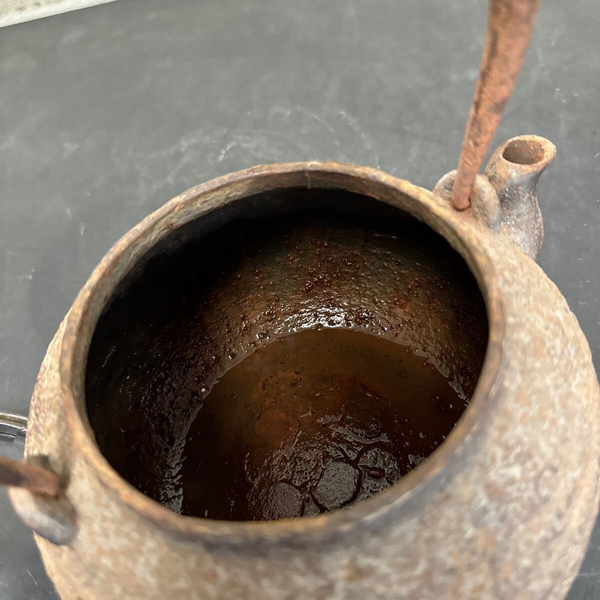 t4-118 龍文堂 鉄瓶 茶道具 鉄器 時代物 銅蓋 保管品(鉄瓶