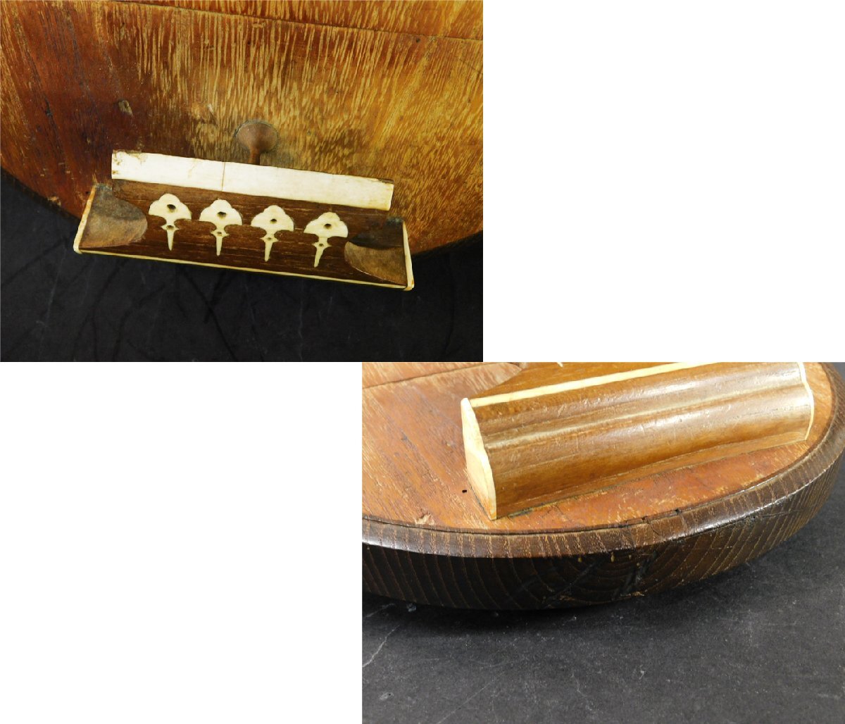 時代和楽器 筑前琵琶 四弦五柱 松竹梅彫刻 全長90.0cm 現状品 時代和楽器 筑前琵琶 四弦五柱 松竹梅彫刻 全長90.0cm 現状品
