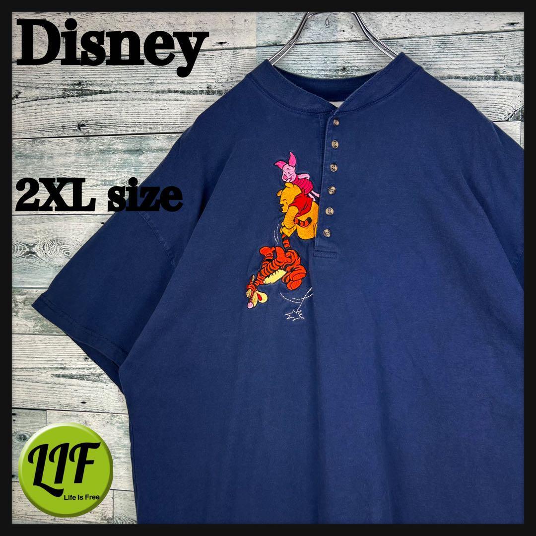 ディズニー 90s キャラクター刺繍プーさん Tシャツ ネイビー2XL ディズニー 90s キャラクター刺繍プーさん Tシャツ ネイビー2XL
