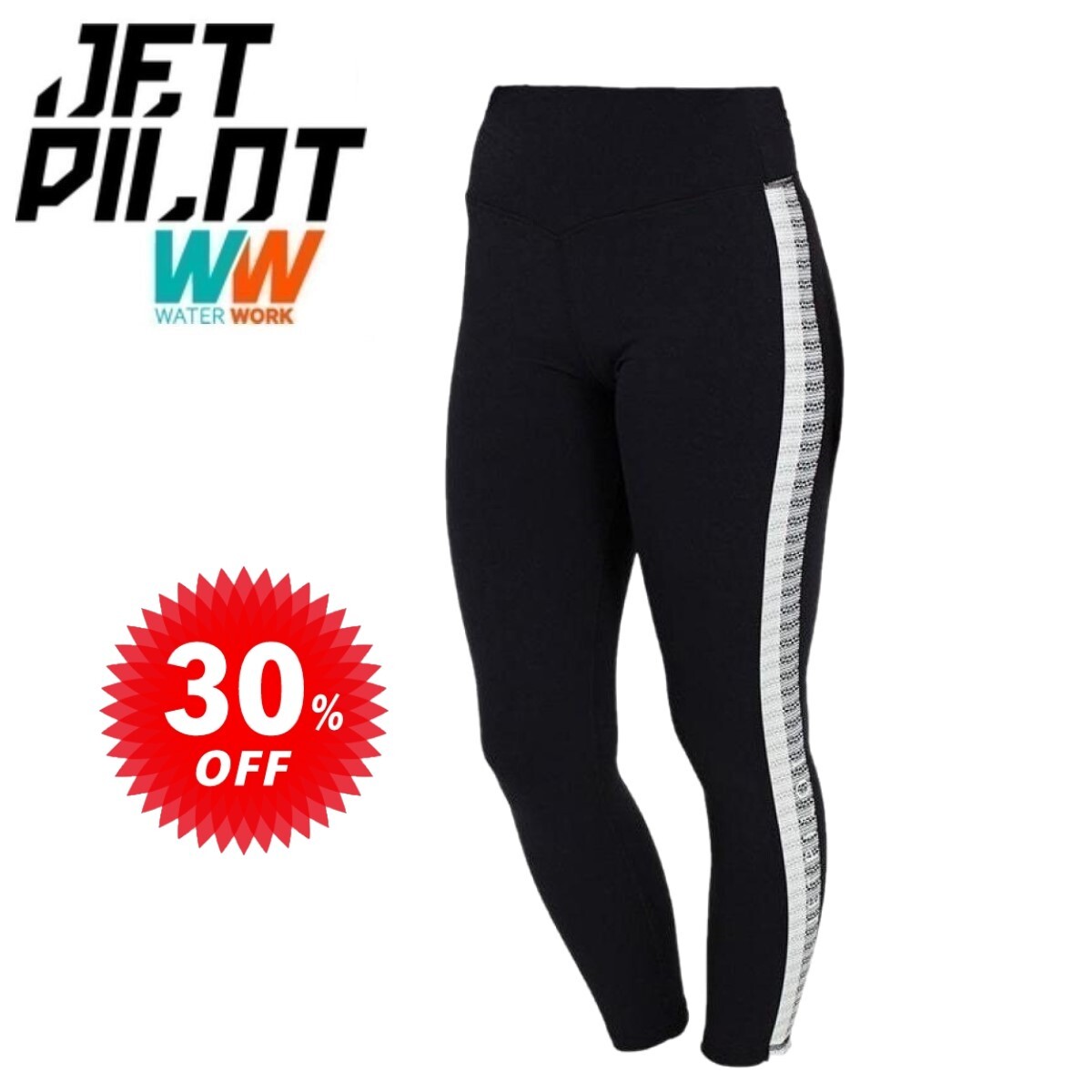 ジェットパイロット JETPILOT セール 30%オフ レディース 送料無料 ペーサー レギンス ブラック/グレー 12/L S21520 マリン インナーにも