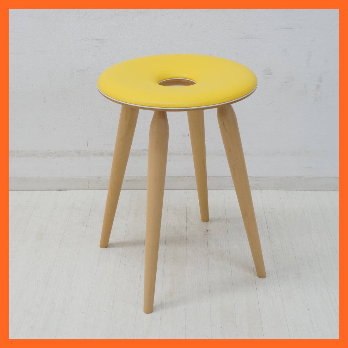 東ハ:【天童木工/Tendo】リングスツール イエロー系 高さ約44.7㎝ 丸椅子 グッドデザイン賞受賞 ダイニング リビングインテリア ★送料無料