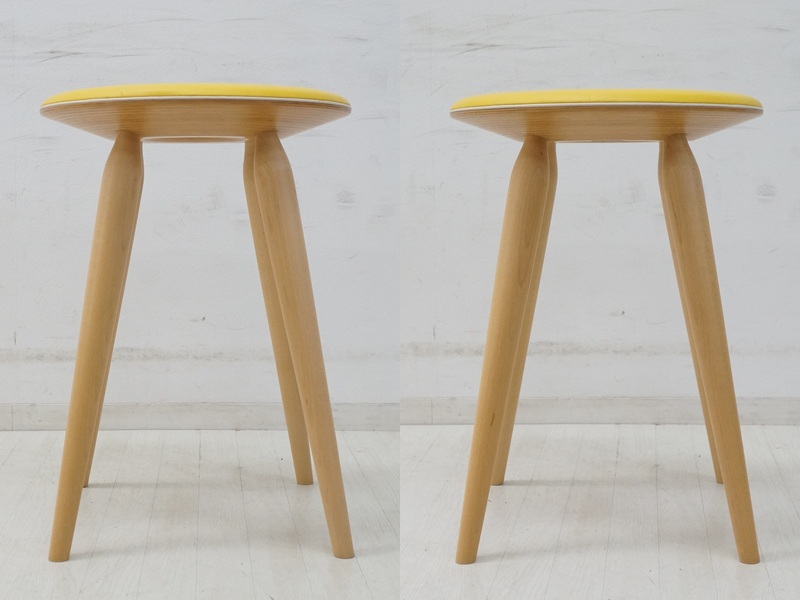 東ハ:【天童木工/Tendo】リングスツール イエロー系 高さ約44.7㎝ 丸椅子 グッドデザイン賞受賞 ダイニング リビングインテリア ★送料無料