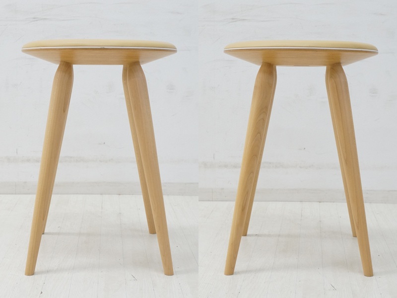 東ハ:【天童木工/Tendo】リングスツール ベージュ系 ② 高さ約44.7㎝ グッドデザイン賞受賞 丸椅子 リビングインテリア ★送料無(wú)料★