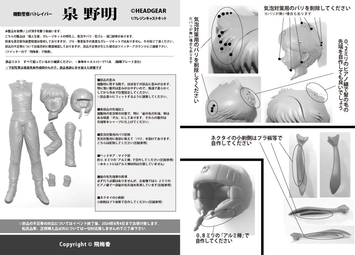 1/7 泉野明 パトレイバー ゆうきまさみ　ワンフェス　ガレージキット　ガレキ　レジン_画像4