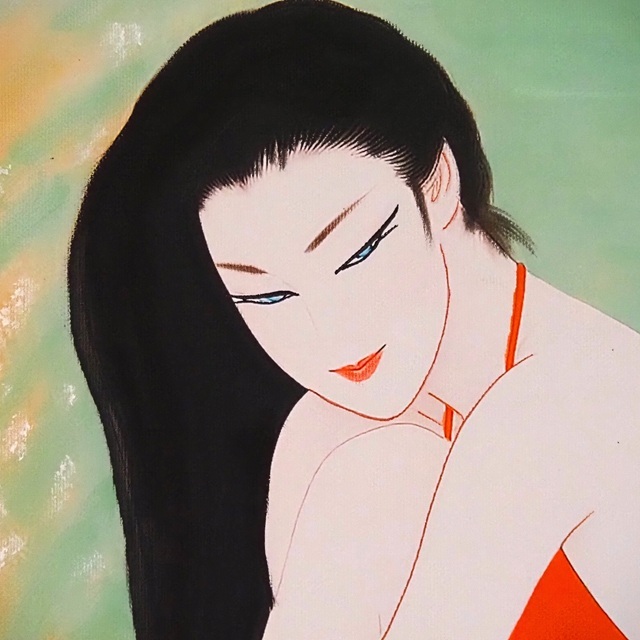模写】鶴田一郎 作者不明 油絵 美人画 表サイン 裏サイン 額装 模写】鶴田一郎 作者不明 油絵 美人画 表サイン 裏サイン 額装