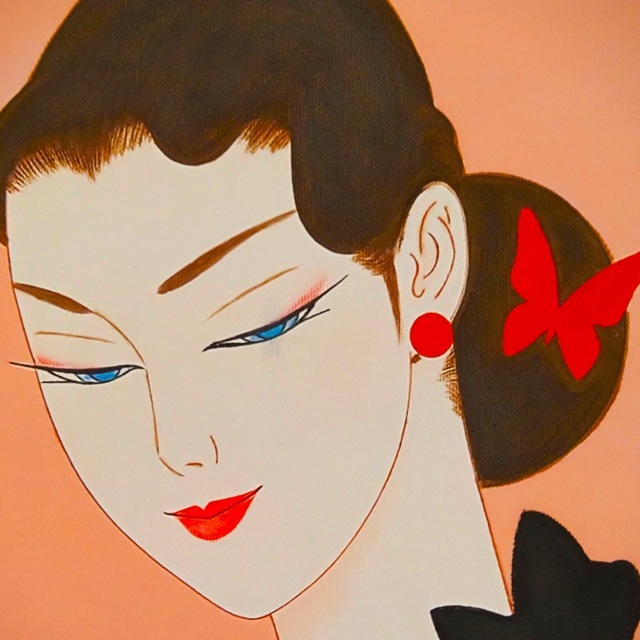 模写】鶴田一郎 作者不明 油絵 シャノワール 美人画 表サイン 裏 模写】鶴田一郎 作者不明 油絵 シャノワール 美人画 表サイン 裏