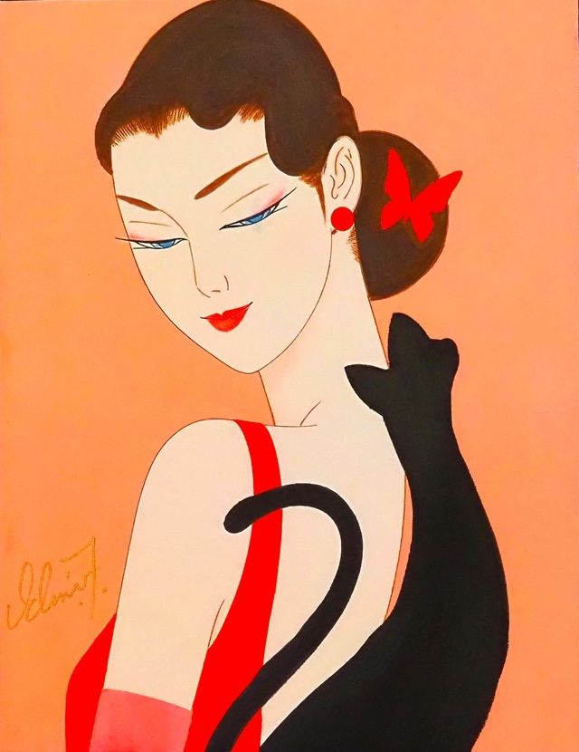 模写】鶴田一郎 作者不明 油絵 シャノワール 美人画 表サイン 裏 模写】鶴田一郎 作者不明 油絵 シャノワール 美人画 表サイン 裏
