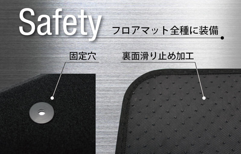 ラバーフロアマット ブラック フロント・リア 4ピースセット 汎用マット 右/左ハンドル共通 車内汚れ防止 スパルコ/sparco SPC-1909BKJ_画像2