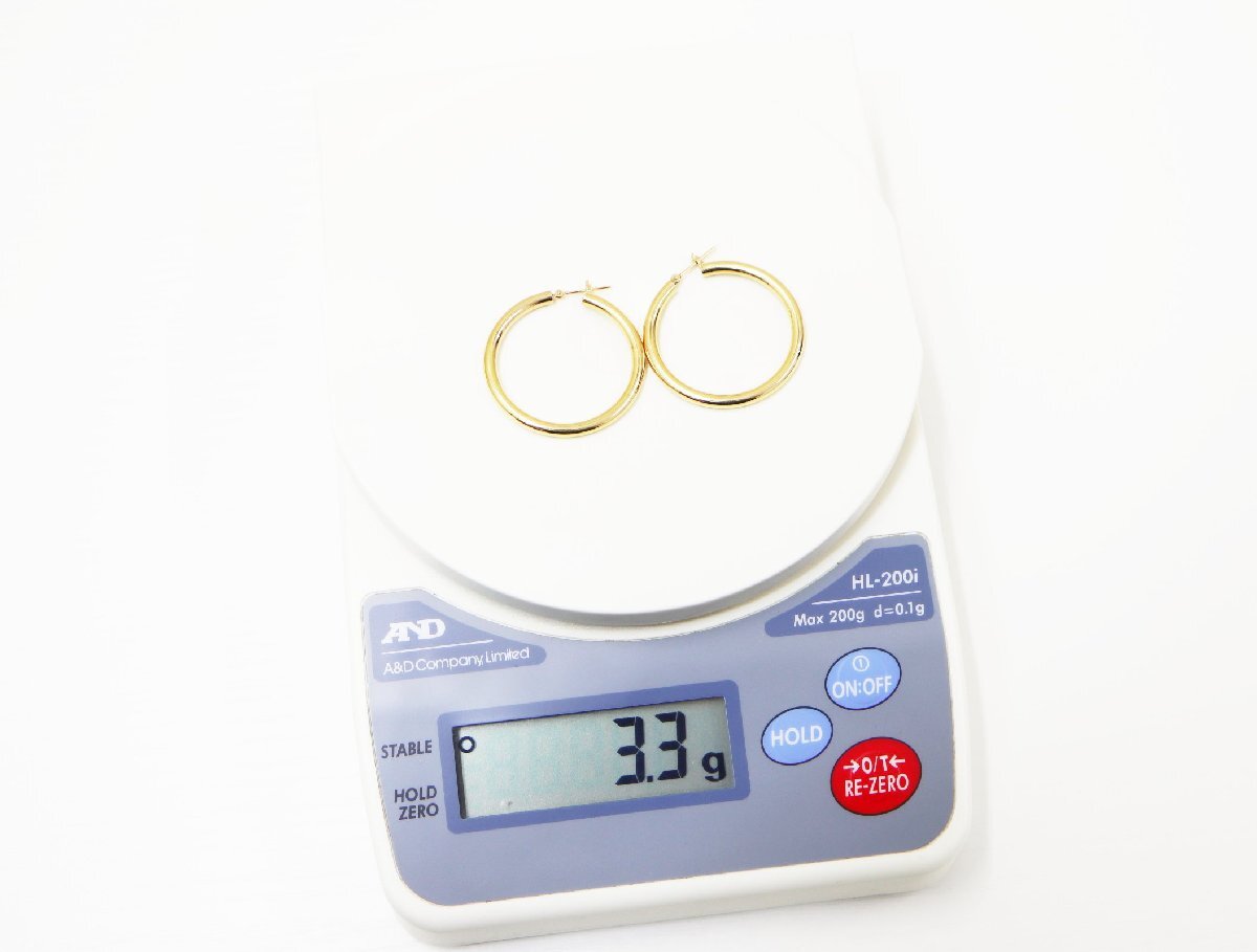 ピアス K18 フープ 3.3g １８金 イエローゴールド 750 YG アクセサリー 【中古】 ジュエリー