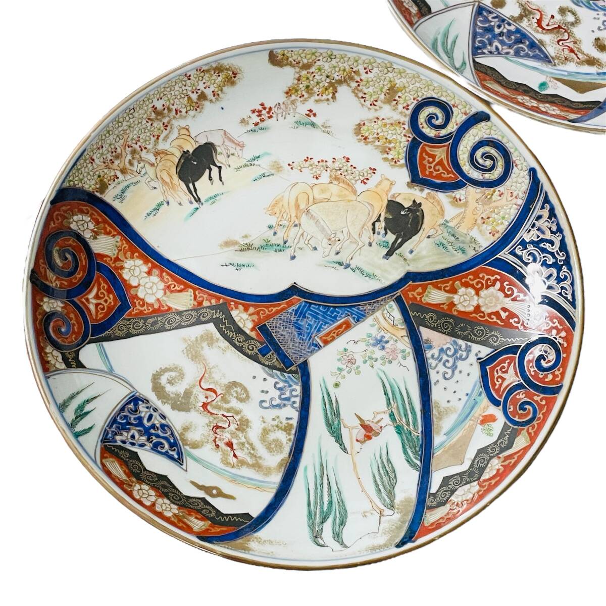 ☆古伊万里☆大皿 2枚 直径約33.8cm 高さ約4.3cm 重量計約3.2kg ☆古伊万里☆大皿 2枚 直径約33.8cm 高さ約4.3cm 重量計約3.2kg