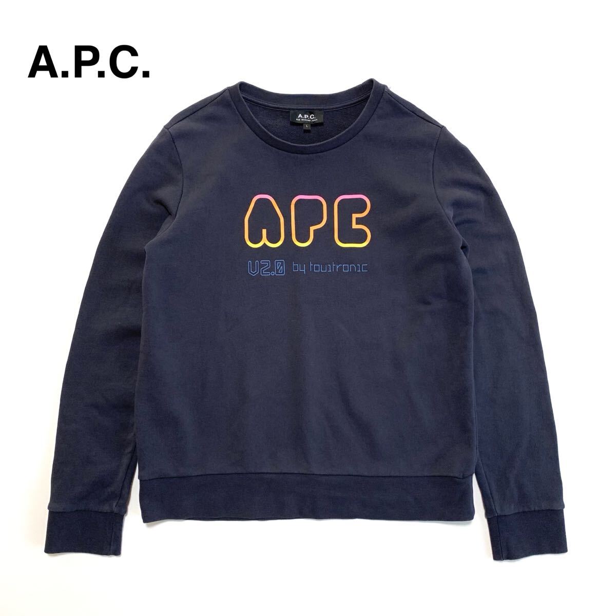 良品 A P C アーペーセー プリントロゴ クルーネック スウェット 良品 A P C アーペーセー プリントロゴ クルーネック スウェット