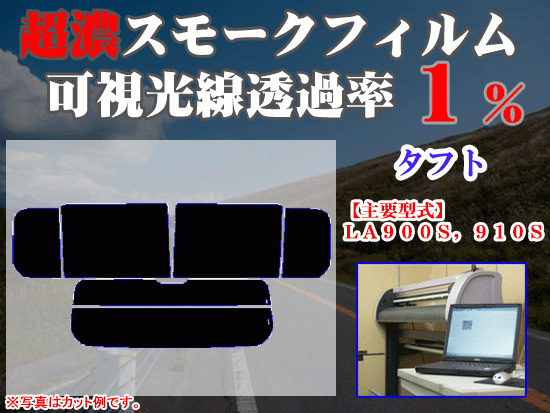 ダイハツ　タフト　ＬＡ９００Ｓ　ストロングスモーク 透過率1%　超濃黒ウィンドウフィルム　カット済みカーフィルム