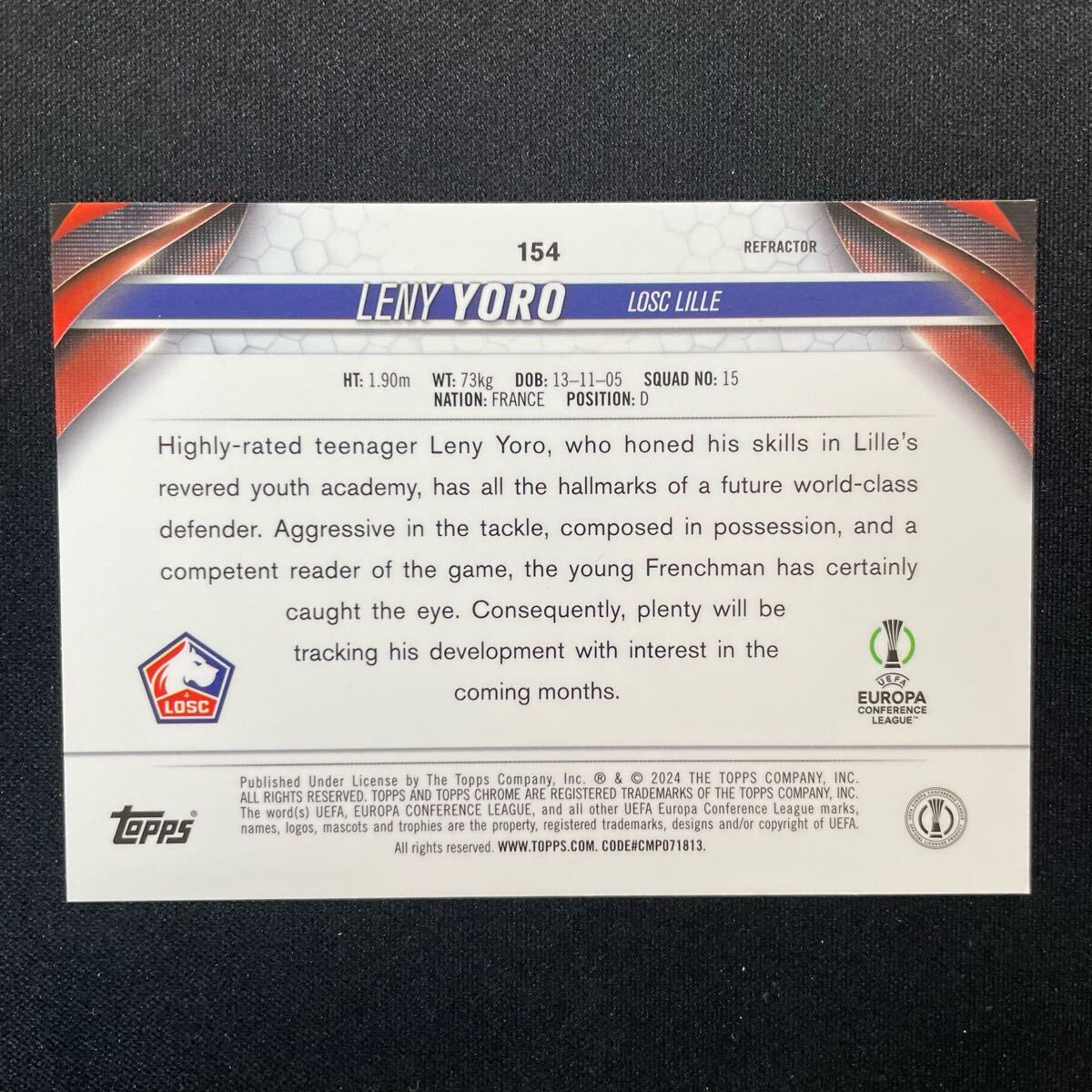 2023-24 Topps Chrome UEFA Silver Leny Yoro RC レニー・ヨロ 2023-24 Topps Chrome UEFA Silver Leny Yoro RC レニー・ヨロ