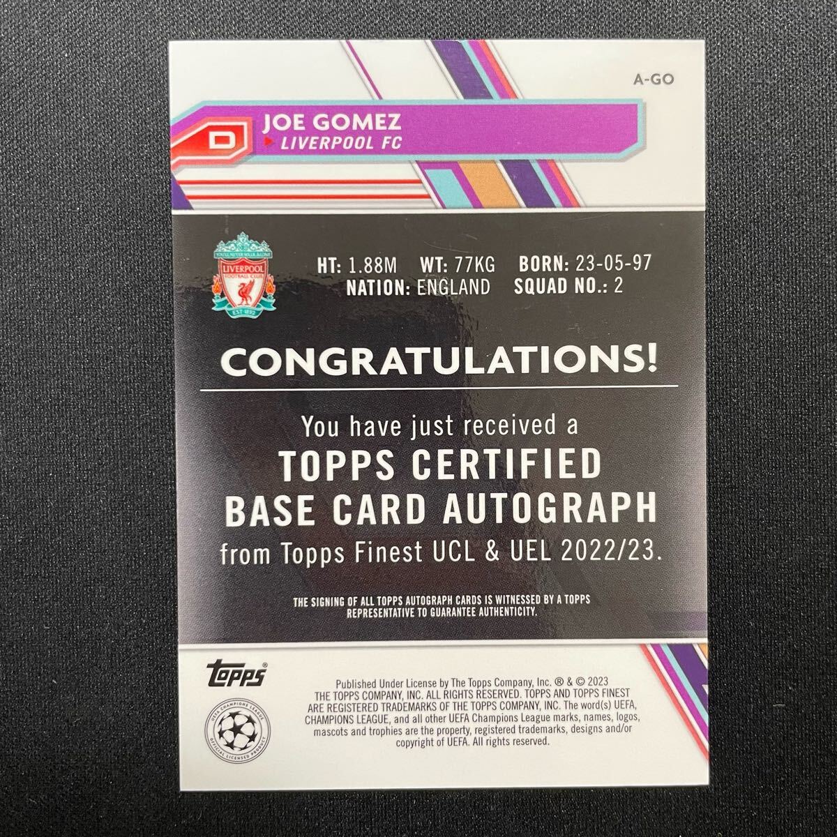 2021-22 Topps Finest UEFA Henrik Larsson Auto Barcelona 直筆