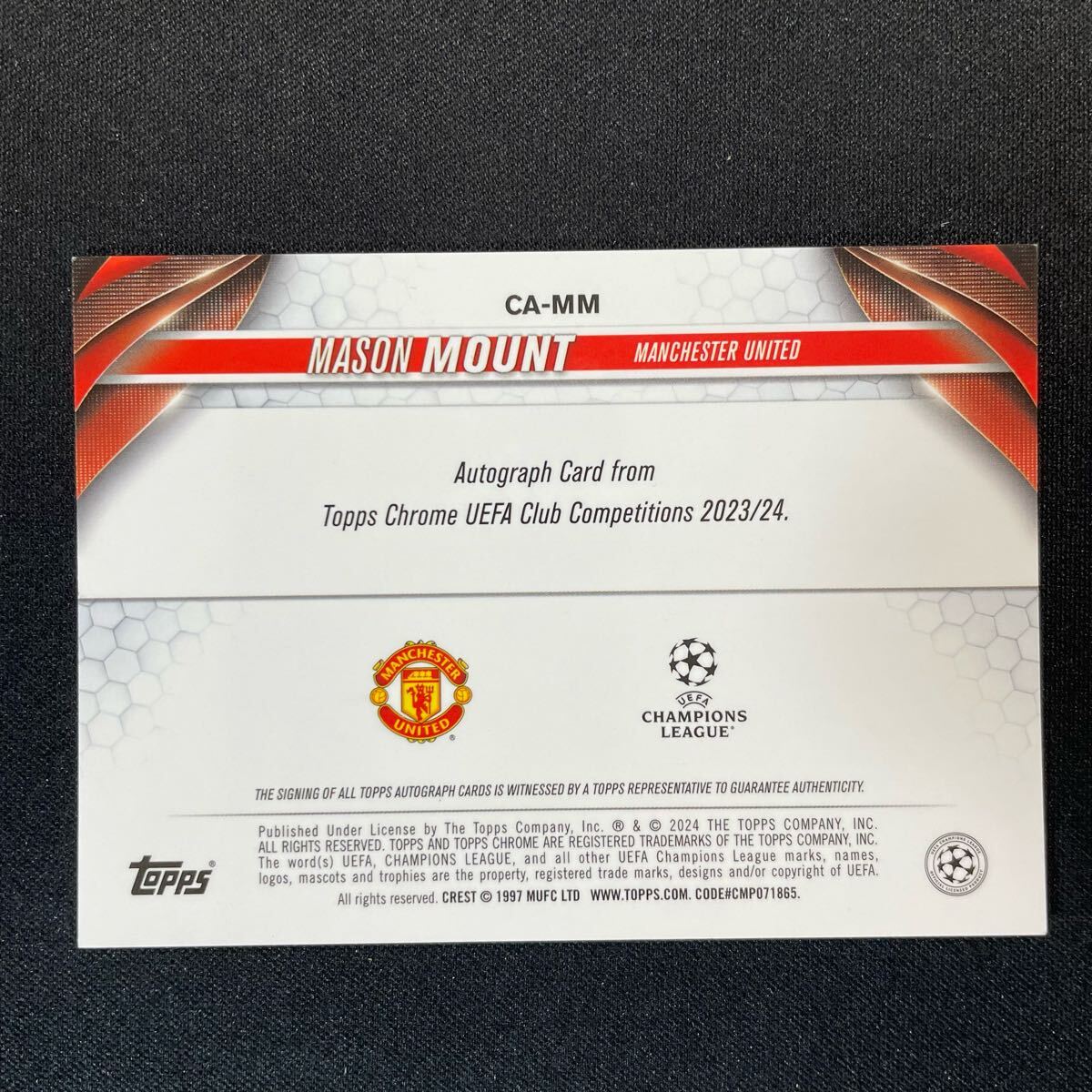 2023-24 Topps Chrome UEFA Mason Mount Auto Manchester United 2023-24 Topps Chrome UEFA Mason Mount Auto Manchester United