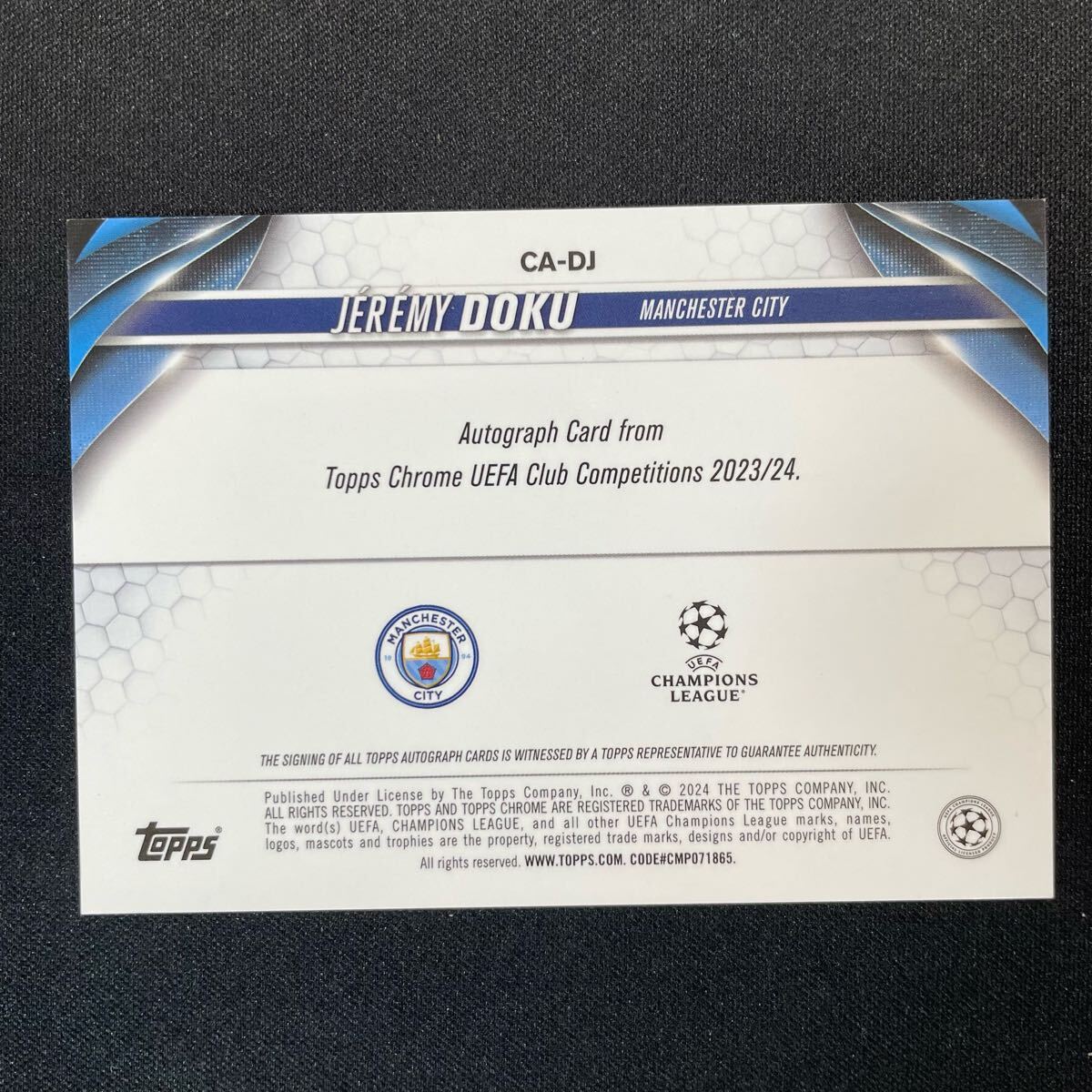2023-24 Topps Chrome UEFA Jeremy Doku Auto Manchester City 2023-24 Topps Chrome UEFA Jeremy Doku Auto Manchester City