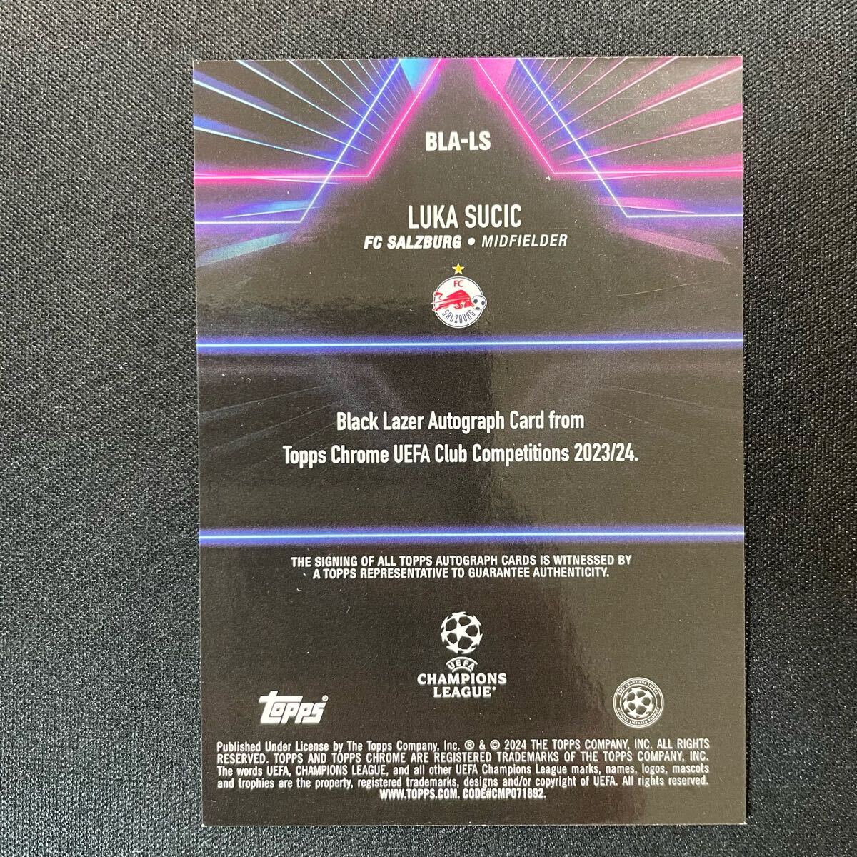 2023-24 Topps Chrome UEFA Black Lazer Luka Sucic Auto Red 2023-24 Topps Chrome UEFA Black Lazer Luka Sucic Auto Red