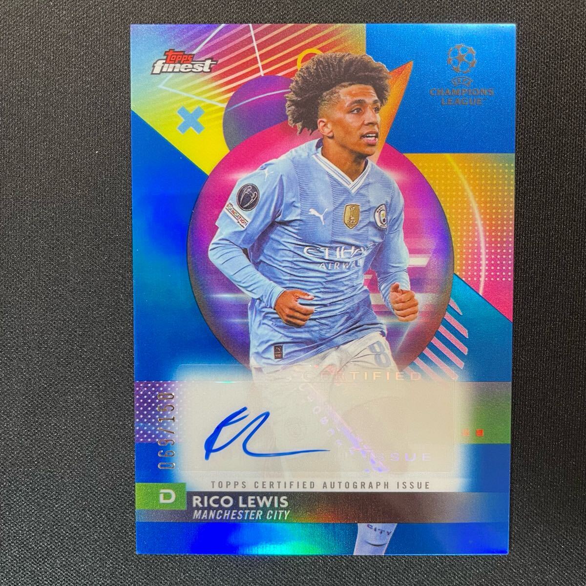 2023-24 Topps Finest UEFA Rico Lewis Auto Manchester City