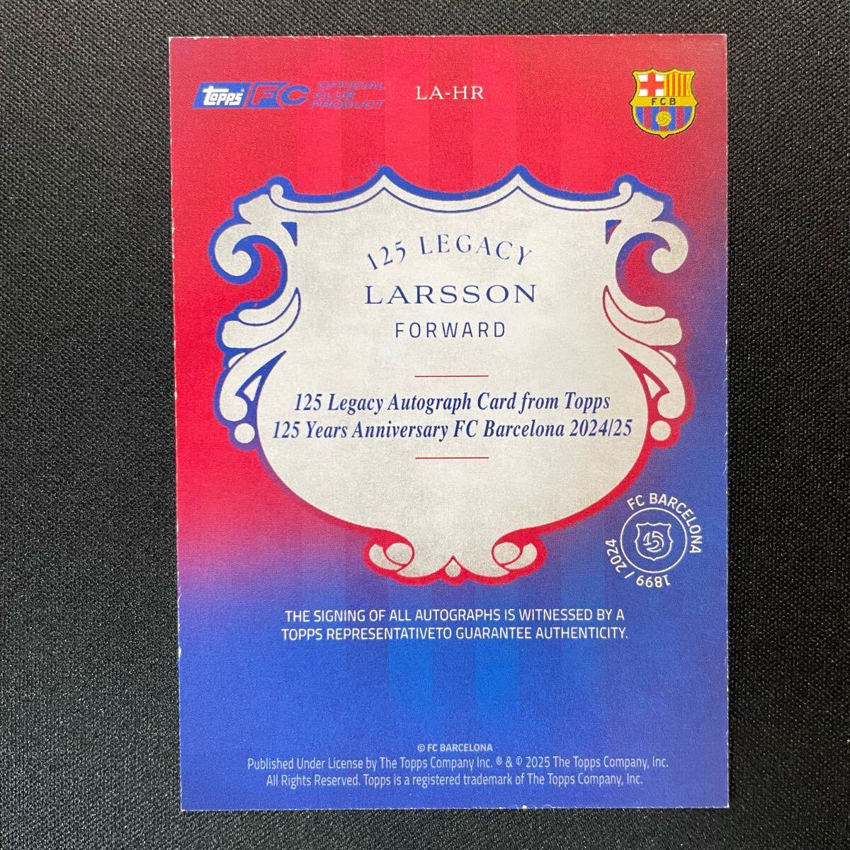 2024-25 Topps Barcelona 125 Years Team Set Henrik Larsson