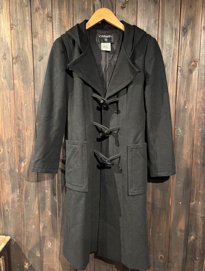 CHANEL　シャネル　フード　コート　トグルボタン　ココマーク　黒