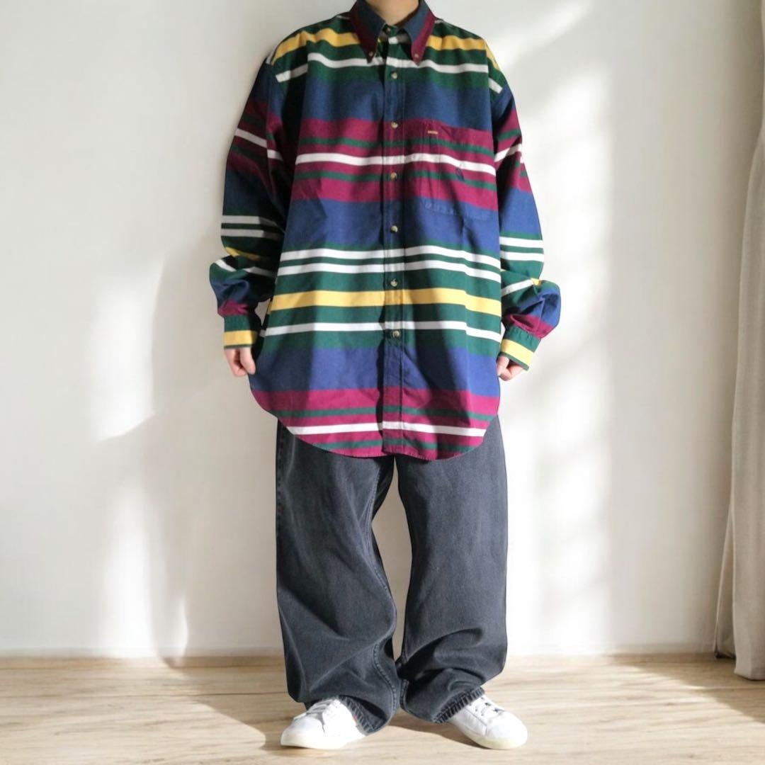 90年代 NAUTICA ノーティカ 長袖 ボタンダウンシャツ マルチ 90年代 NAUTICA ノーティカ 長袖 ボタンダウンシャツ マルチ