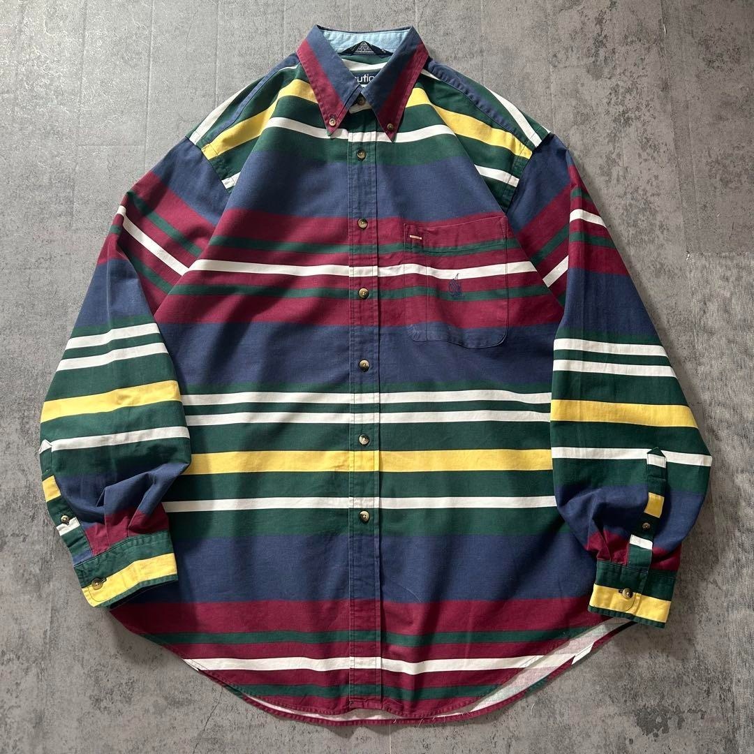 90年代 NAUTICA ノーティカ 長袖 ボタンダウンシャツ マルチ 90年代 NAUTICA ノーティカ 長袖 ボタンダウンシャツ マルチ