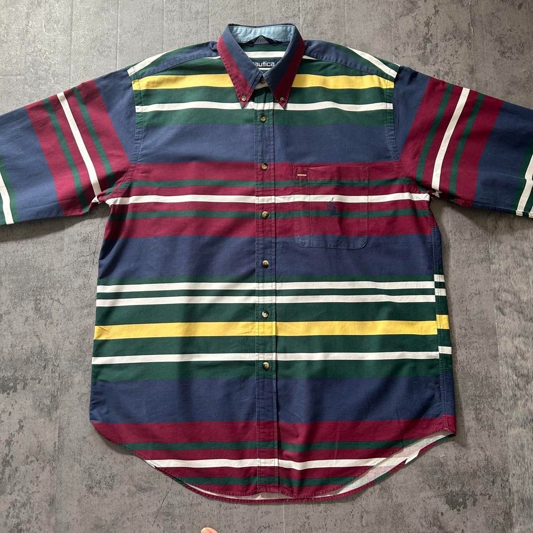 90年代 NAUTICA ノーティカ 長袖 ボタンダウンシャツ マルチ 90年代 NAUTICA ノーティカ 長袖 ボタンダウンシャツ マルチ