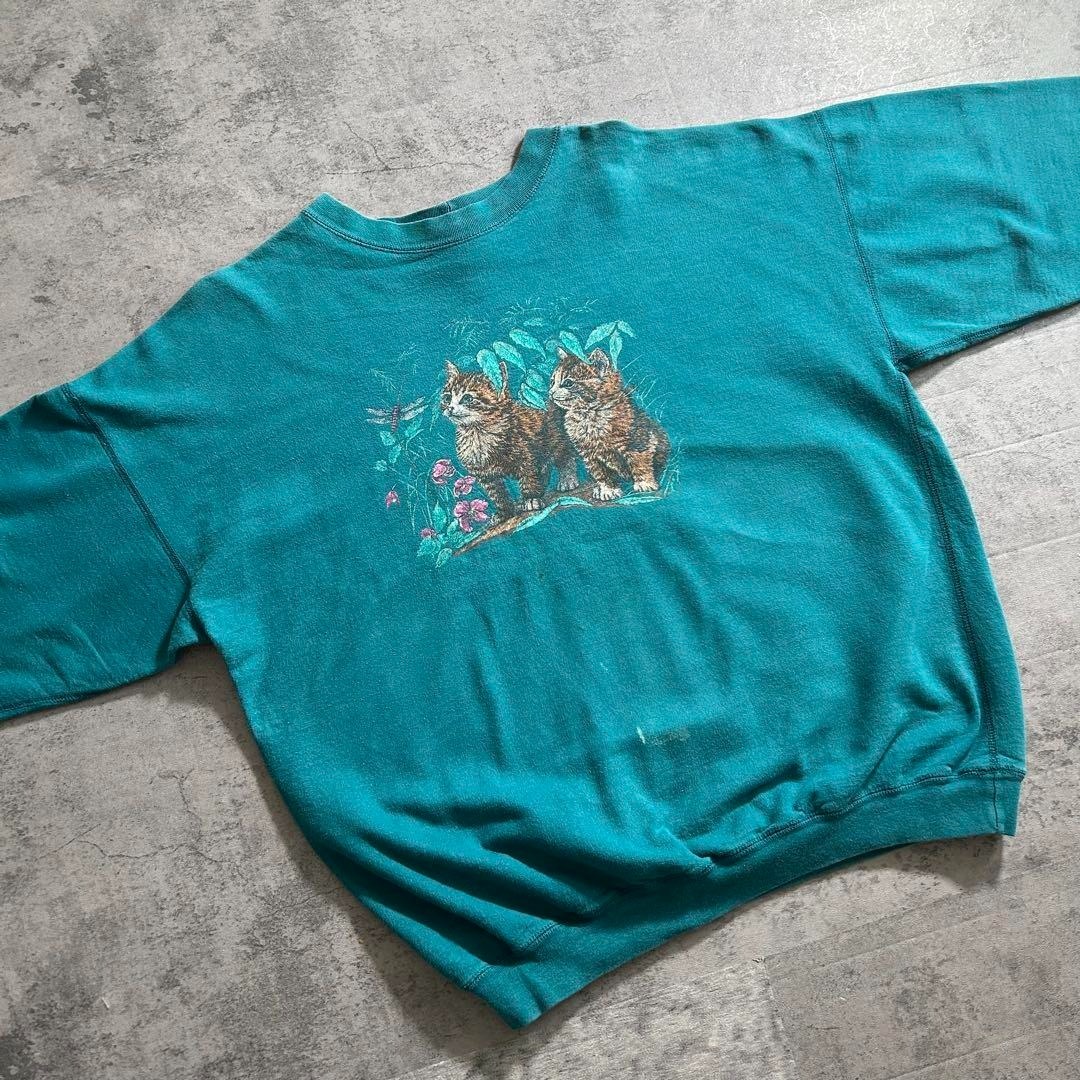 90年代 NORTHERN ヴィンテージ アニマルプリントスウェット 猫 90年代 NORTHERN ヴィンテージ アニマルプリントスウェット 猫