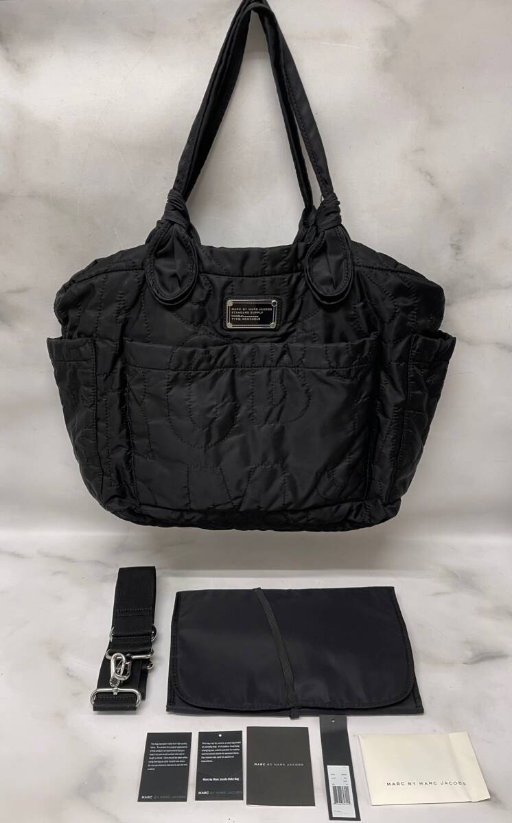 中古 MARC BY MARC JACOBS マークバイマークジェイコブス M3PE045 ブラック 2WAY トート ロゴキルティ ナイロン