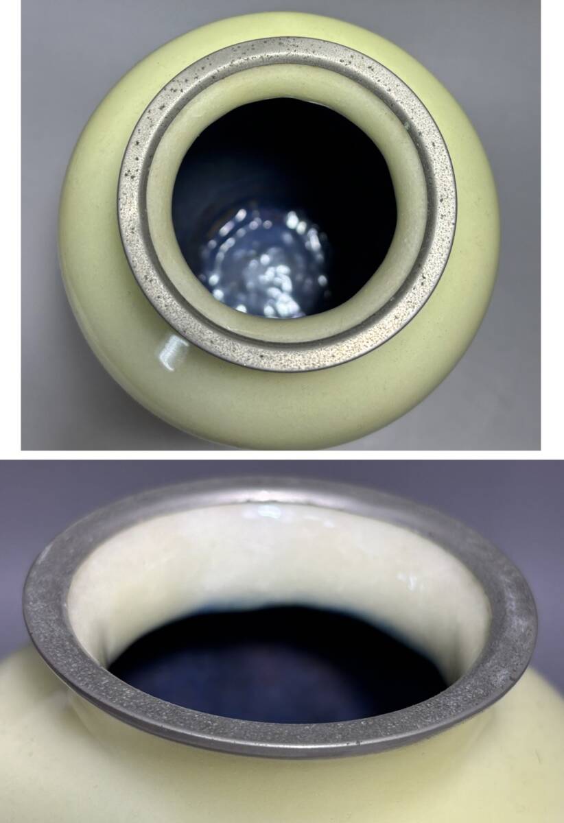 七宝焼 カトレア図 花瓶 唐木台付 飾壷 高さ約21.7cm(花器 七宝焼 カトレア図 花瓶 唐木台付 飾壷 高さ約21.7cm(花器