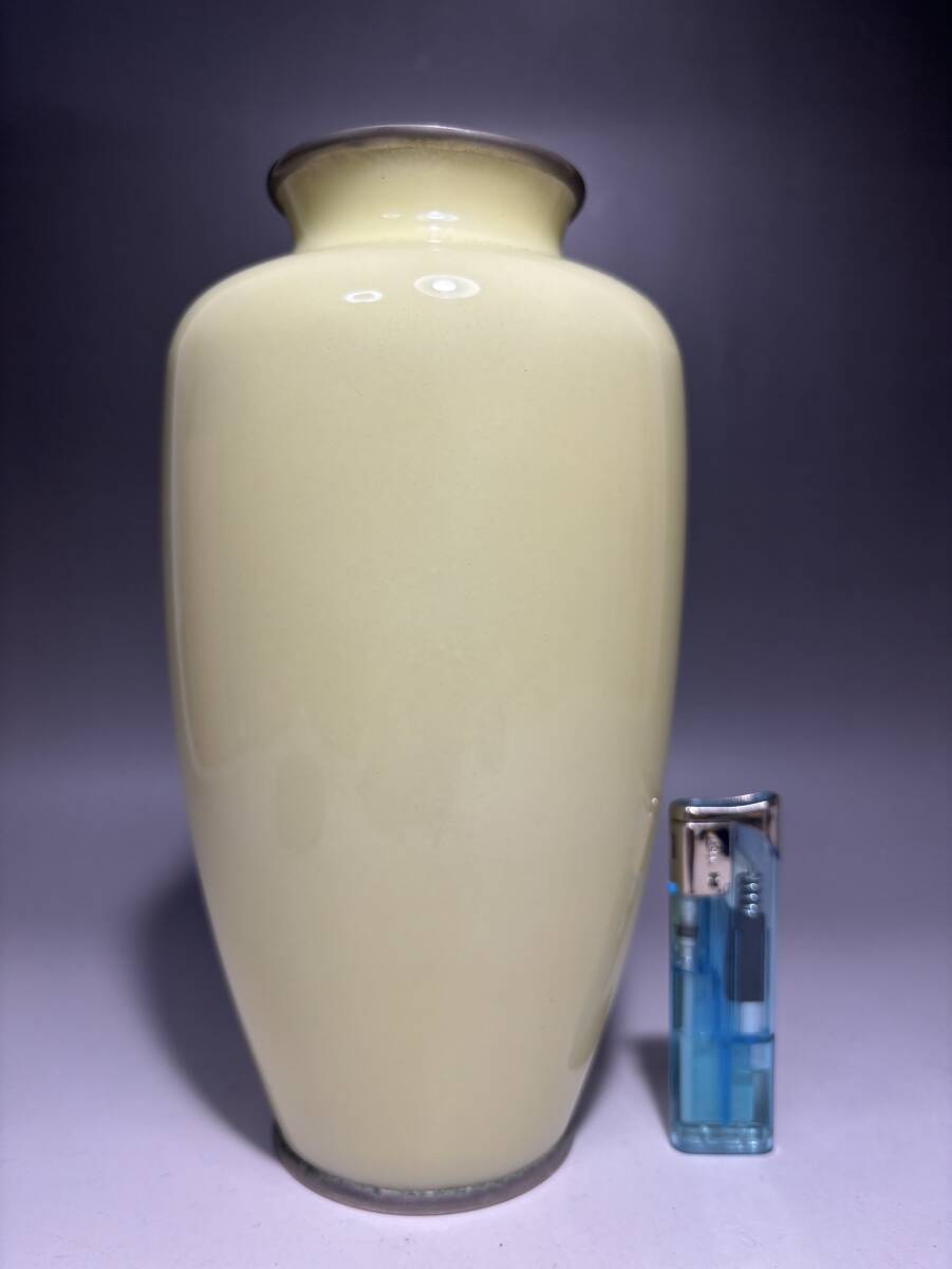 七宝焼 カトレア図 花瓶 唐木台付 飾壷 高さ約21.7cm(花器 七宝焼 カトレア図 花瓶 唐木台付 飾壷 高さ約21.7cm(花器