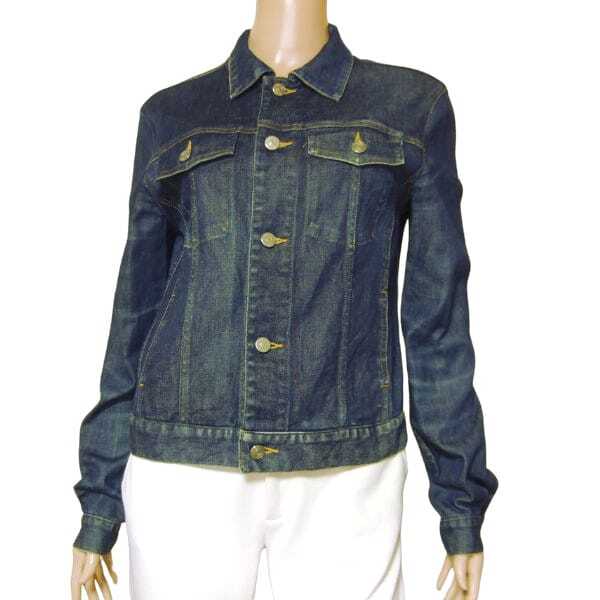 美品/イネド INED デニムジャケット 大きいサイズ 表記 15號(hào) 3L 相當(dāng) 古著 濃紺 ネイビー レディース 秋 冬 アウター 綿混 コットン