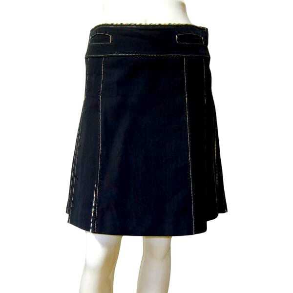 美品/ダックス DAKS 臺形スカート 大きいサイズ 表記 42號 13號 相當 古著 黒 ブラック レディース 秋 冬 ボトムス 綿100 コットン ミニ丈