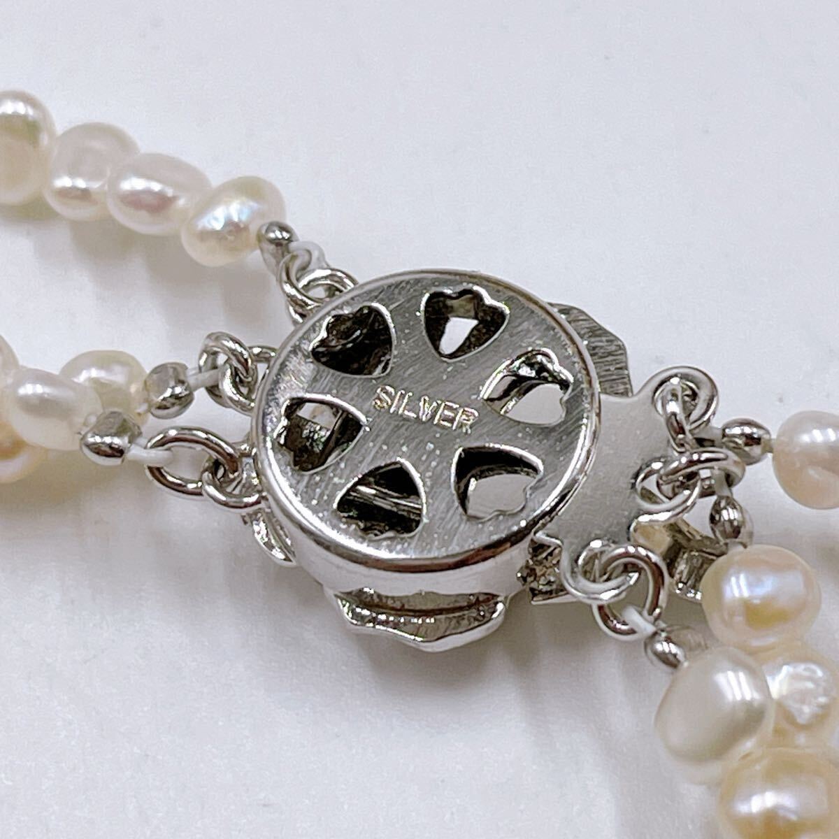3連】真珠 43cm ホワイト ネックレス アクセサリー SILVER pearl 3連】真珠 43cm ホワイト ネックレス アクセサリー SILVER pearl